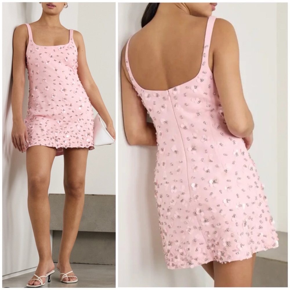 NWT SIMKHAI Ziva Embellished Crepe Mini Dress SZ US 6 - Picture 3 of 10
